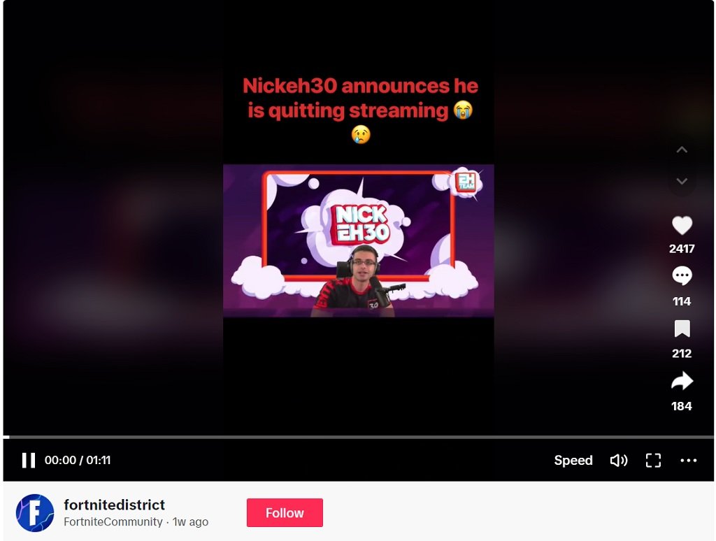 Is Nick Eh 30 Quitting Streaming