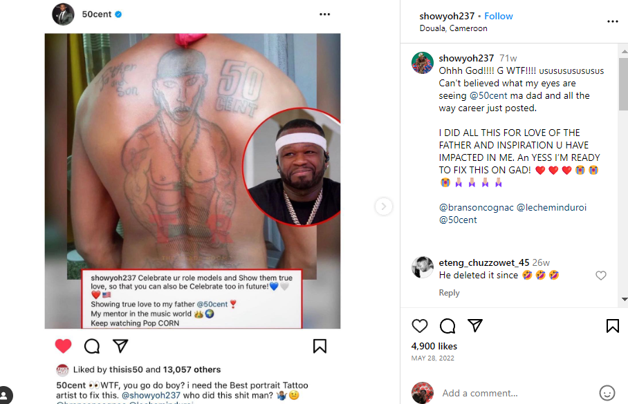 Show Yoh showing gratitude to 50 cents